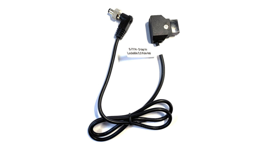 SWIT S-7114 – захранващ кабел D-tap към заключващ се pole-tap 5,5/2,1 mm