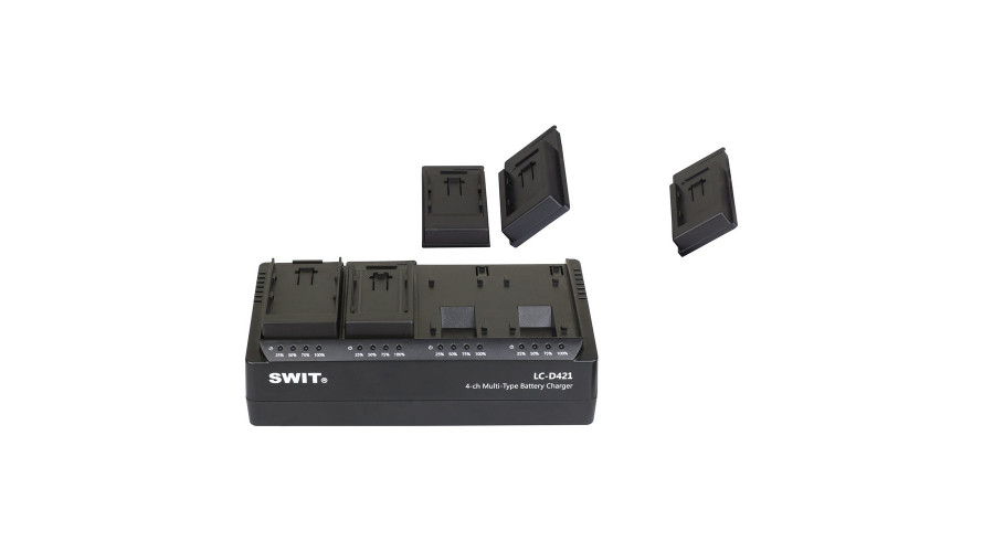 SWIT LC-D421U KIT – 4-канално DV зарядно с 4 плочи Sony BP-U