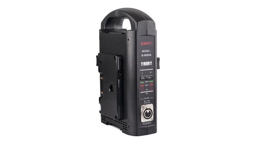 SWIT S-3822A – 2-канално Gold Mount зарядно с адаптерен изход